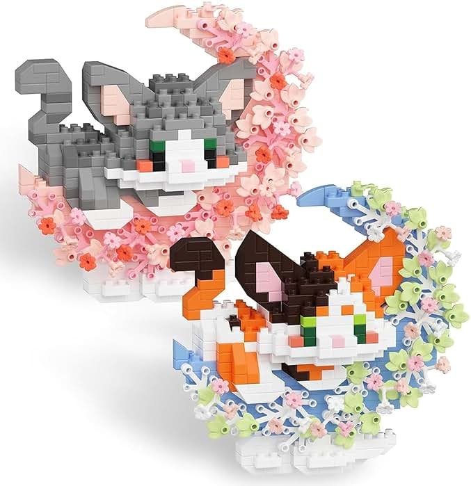 TENYEAH 2 in 1 Micro Cat Building Block Set Animals for Adults, 2 Packs Cat Building Toy, Mini Goodie Bags Stuffers, Classroom Prizes, Animal Party Favor Toy - Product Image