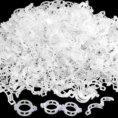 Anyumocz 400 Pcs Plant Support Clips, Snap-On Trellis Clips for Climbing Plants, Tomato & Grape Vine Support, 1" Inner Diameter Plastic Garden Clips to Grow Upright (White) - Product Image