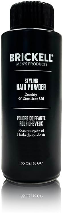Brickell Men's Styling Hair Powder For Men, Creates Volume, Non-Greasy Texturizing Powder, With Rosehip, Rice Bran Oil, and Arrow Root Powder, 18g, Fragrance-Free - Product Image