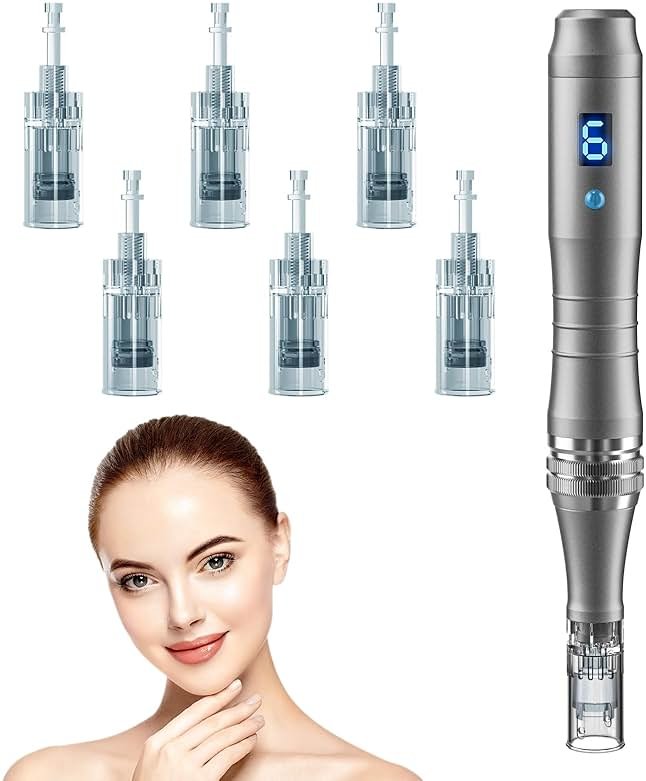 Microneedling Stamp Pen, Derma Stamp Pen, 0.25mm DermaStamp System, Derma Roller Alternative, Microneedle Micro Needle Skin Care Tool for Men Women Home Use - Product Image