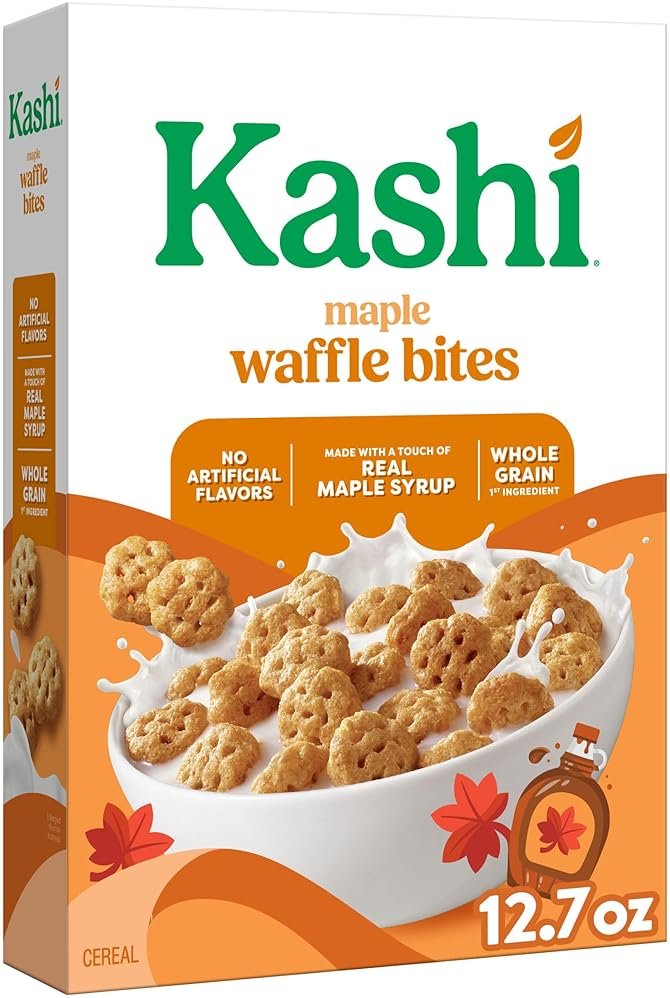 Kashi Breakfast Cereal, Whole Grain, Vegan, Maple Waffle Bites, 12.7oz Box (1 Box) - Product Image