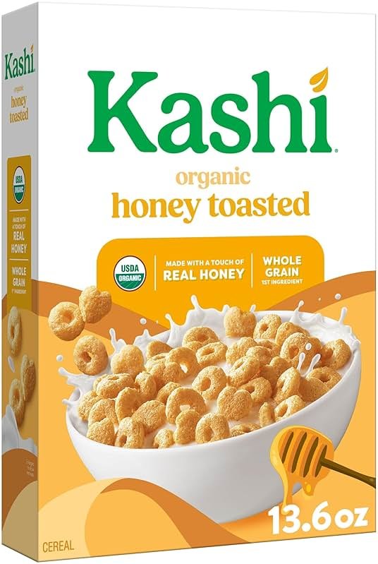 Kashi Breakfast Cereal, Organic, Whole Grain, Honey Toasted, 13.6oz Box (1 Box) - Product Image