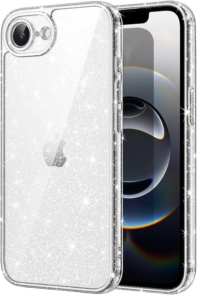 JETech Glitter Case for iPhone 17e (2026) / iPhone 16e, Bling Sparkle Shockproof Phone Bumper Cover, Cute Sparkly for Women and Girls, 6.1-Inch Display (Clear) - Product Image