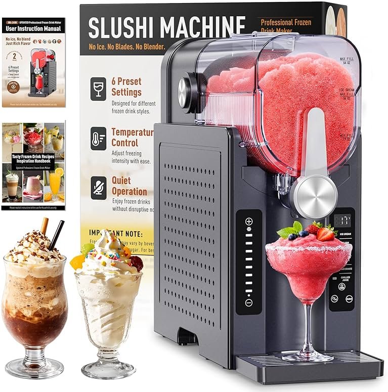 BKPPM Slushie Machine: No Ice Needed Slushy Machine for Home, 6 Preset, Real-Time Temp Display, Auto-Clean | Frozen Margaritas, Cocktails, Frappés, Ice Cream, Smoothies, Milkshakes,Summer Parties - Product Image