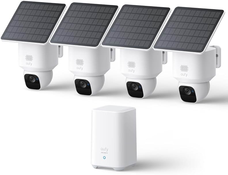 eufy Security SoloCam E30, 4-Cam Pack Kit, Security Cameras Wireless Outdoor, Solar Camera Outdoor Wireless, 360° Pan, AI Tracking, 2K Clarity, No Monthly Fee, Built-in Local Storage (Up to 16TB) - Product Image