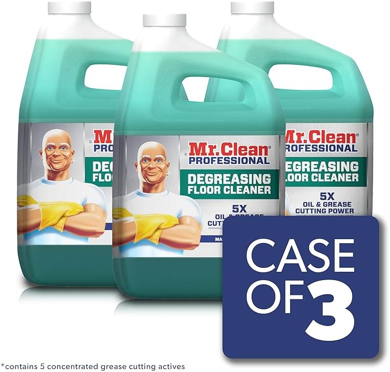Mr. Clean PRO Degreasing Floor Cleaner, Bulk Liquid Concentrate for Removing Tough Grease and Oil Stains, Commercial Use, 1 gal (Case of 3) - Product Image