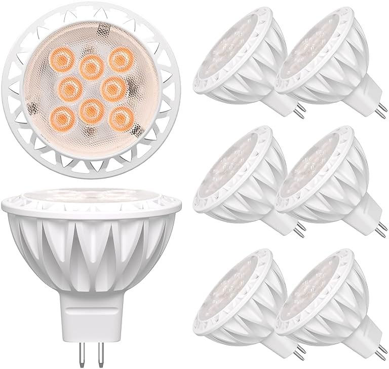LEDBEFINE MR16 LED Bulb Dimmable GU5.3 Bi-Pin Base 5W LED Spotlight Bulbs 50W Equivalent 2700K Soft White 450lm Recessed Downlight Track Lighting 12V, 6 Pack - Product Image