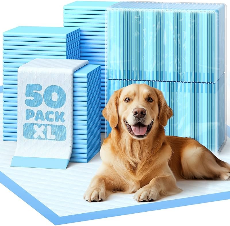 50-Pack Extra Large Pee Pads - 34" x 28" Puppy Pads for Dogs with 6-Layer Leakproof Protection, Disposable and Quick-Dry Dog Pads with High Absorbency for Easy Potty Training - Product Image
