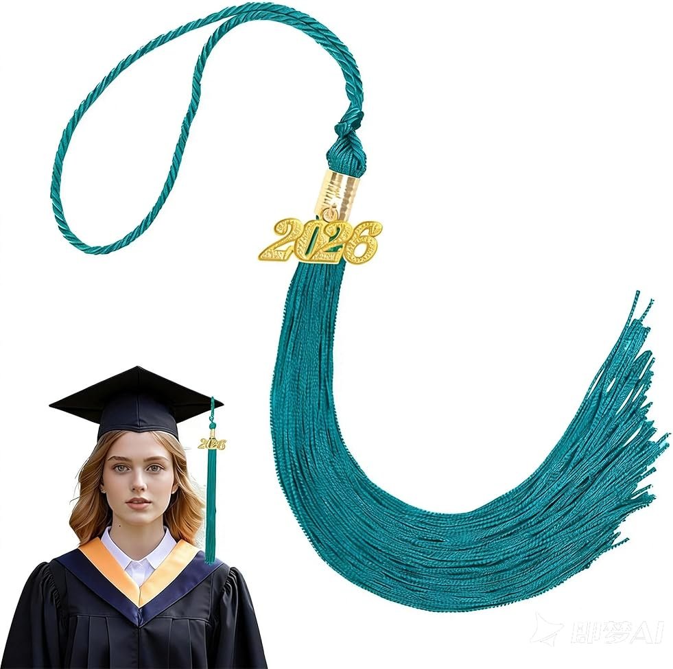Teal Graduation Tassel 2026 Turquoise 2026 Tassel Gold for Graduation Cap Decorations Teal Tassels for 2026 Hat Cap and Gown 9" - Product Image