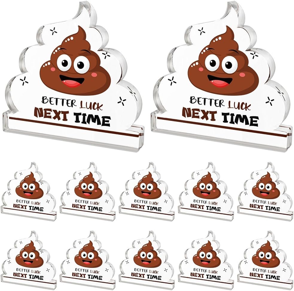 Equsion 12 Pcs Acrylic Awards Trophies Poop Emote Trophy Fun Award Gift Bulk Cute Funny Award Trophy Team Gifts Humorous Awards Prize for Events - Product Image