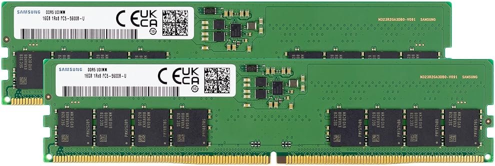 Samsung 32GB (2x16GB) DDR5 5600MHz PC5-44800 CL46 UDIMM 1Rx8 Single Rank 1.1V Non-ECC DIMM 288-Pin Desktop Computer RAM Memory - Product Image