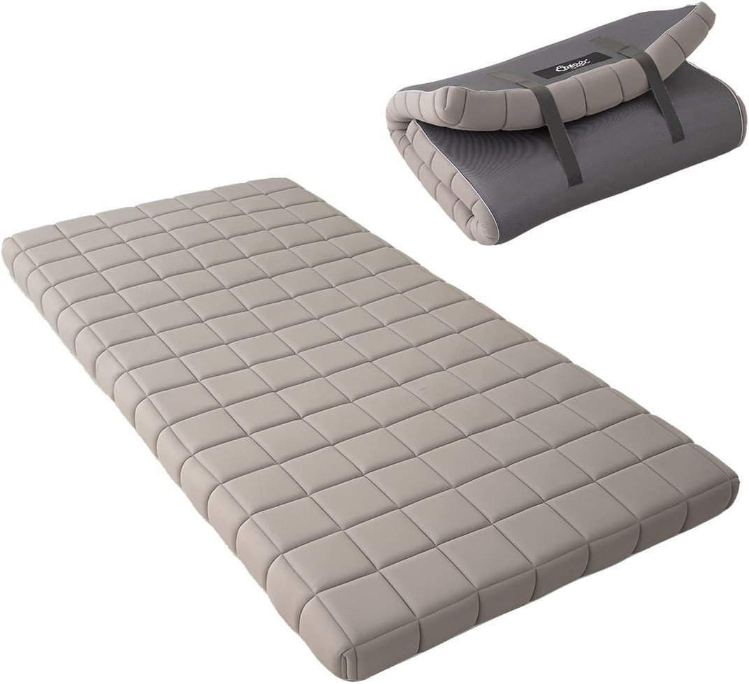 EMOOR Japanese 3-Layered Urethane Futon Mattress Dora Twin Gray, Rollable Storable Portable Floor Sleeping Guest Bed Tatami Mat - Product Image
