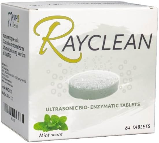 RayClean Dental Ultrasonic Cleaning Tablets – Instrument Cleaner for Dental Labs & Clinics – 64 Tablets - Product Image