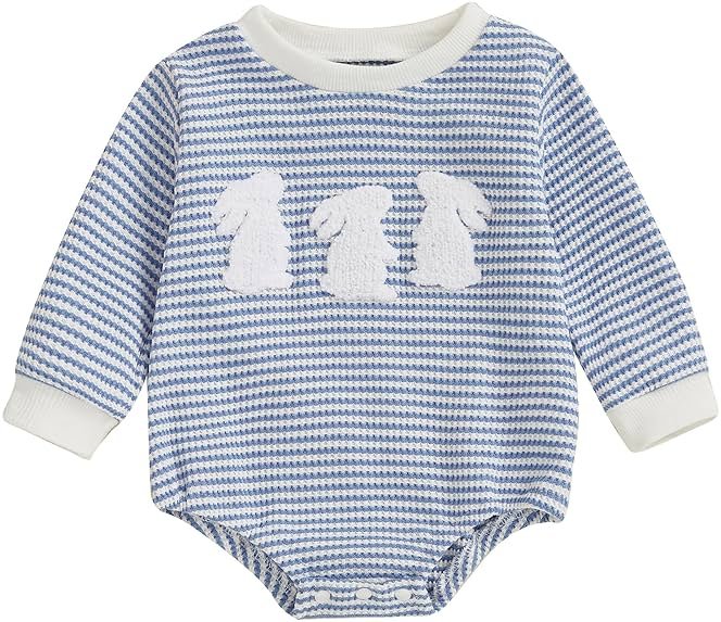 VISGOGO Newborn Infant Baby Girl Boy 4th of July Romper American Flag Bow Embroidery Striped Summer Onesie Clothes - Product Image