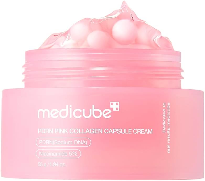 medicube Capsule Cream with Salmon DNA PDRN Pink Collagen | Lightweight Moisturizing Cream with PDRN, Niacinamide for Uneven Skin Tone and Texture, Glow hydration | Korean Skincare, 1.94 oz - Product Image