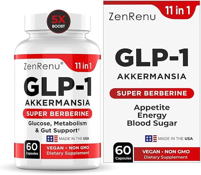 Zenrenu GLP-1 Supplement for Women - Natural Metabolism, Appetite & Craving Support – Super Berberine, Cinnamon,Akkermansia Probiotic,11-in-1 Gut Support - GLP Activate -60 Vegan Caps - Product Image