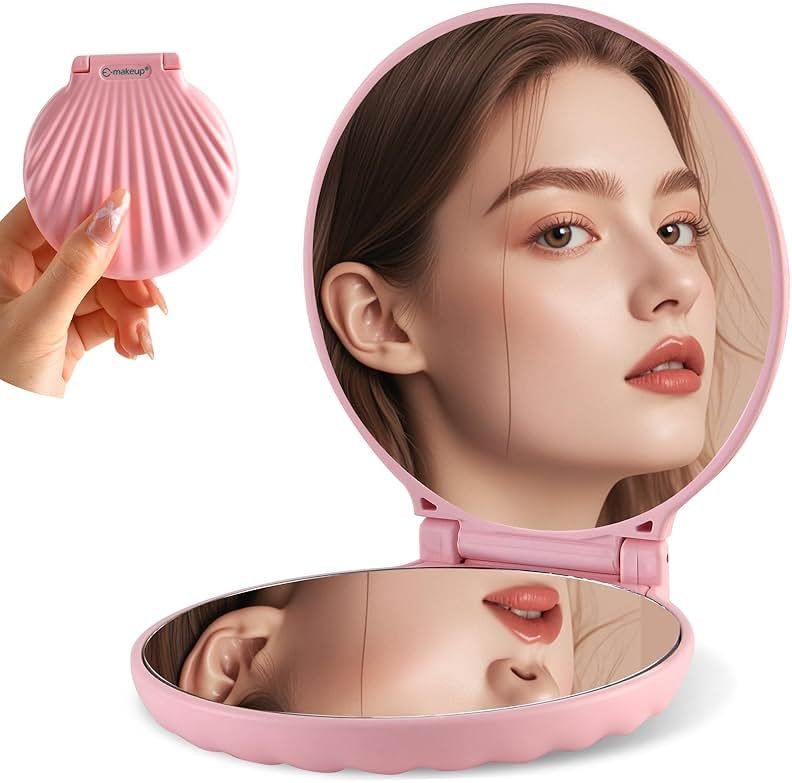 Makefango Mini Compact Mirror for Travel - 3.5" Portable,2-Sided,Lightweight & Shatterproof,Folding Hand Held Mirror,Unique Gifts for Women - Product Image