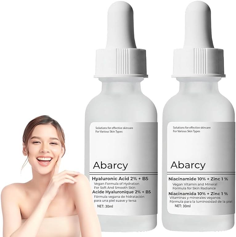 Bundle Face Care Set Facial Treatment: Hyaluronic Acid with 2% + Vitamin B5 and Niacinamide 10% + Zinc 1%, Hydrating Face Serum for Women Radient And Smooth Skin, Anti-Aging - Product Image