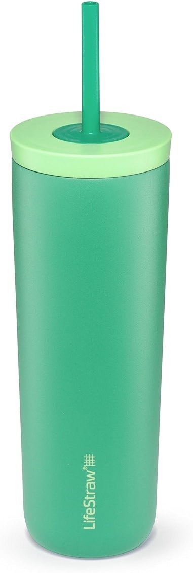 LifeStraw Go Series Tumbler – Double Wall Insulated Stainless Steel Water Filter, Cactus Green, Designed for Everyday Use, Removes Bacteria, Parasites, Microplastics, and Improves Taste - Product Image
