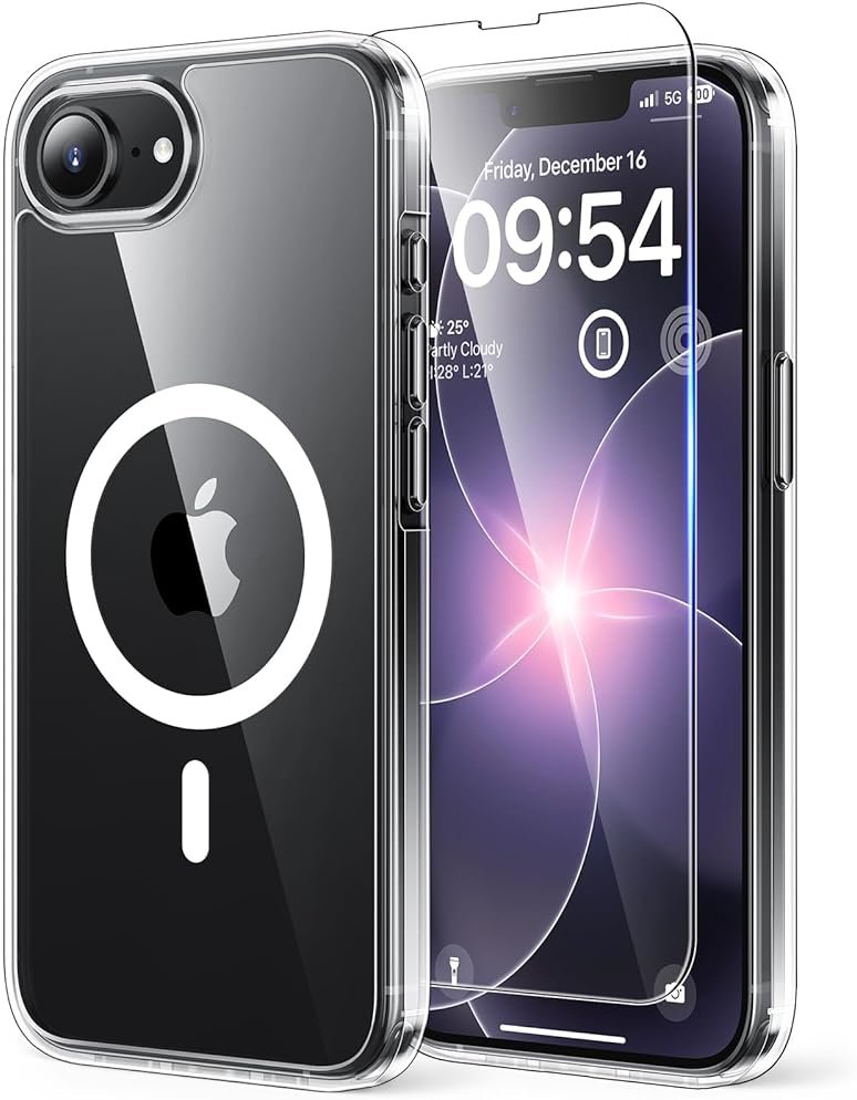 TAURI for iPhone 17e Case/for iPhone 16e Case, [Compatible with MagSafe] with Screen Protectors, Shockproof Military-Grade Protection, Magnetic Case for 17 e / 16 e, Clear - Product Image
