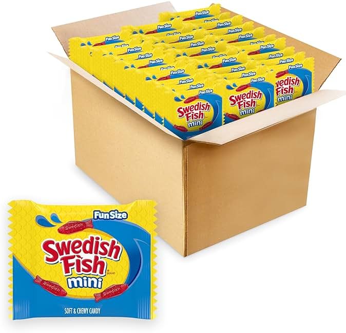 SWEDISH FISH Mini Soft & Chewy Gummy Candy, Bulk Candy, 140 Snack Packs - Product Image