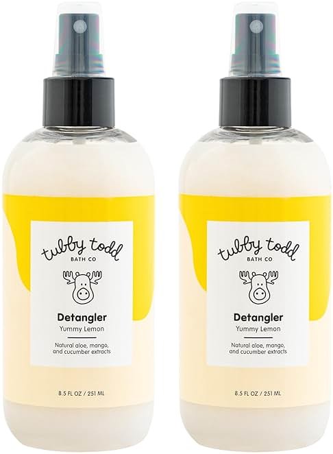 TUBBY TODD Hair Detangler Spray for Kids - Hair Detangling Spray with Baobab & Coconut Oil - Gentle & Moisturizing Kids Hair Detangler Spray - 8.5oz, 2 Pack - Lemon Crème - Product Image