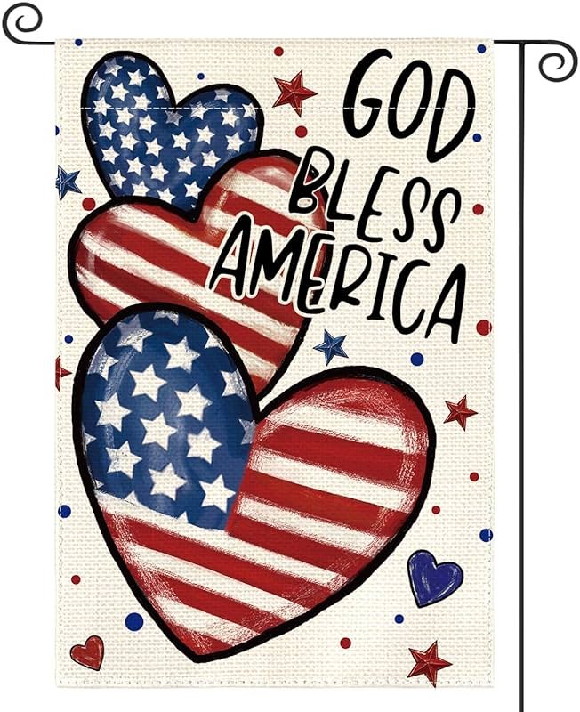 AVOIN colorlife God Bless America 4th of July Patriotic Garden Flag 12x18 Inch Double Sided Outside, American Stars and Stripes Memorial Day Yard Outdoor Decoration - Product Image