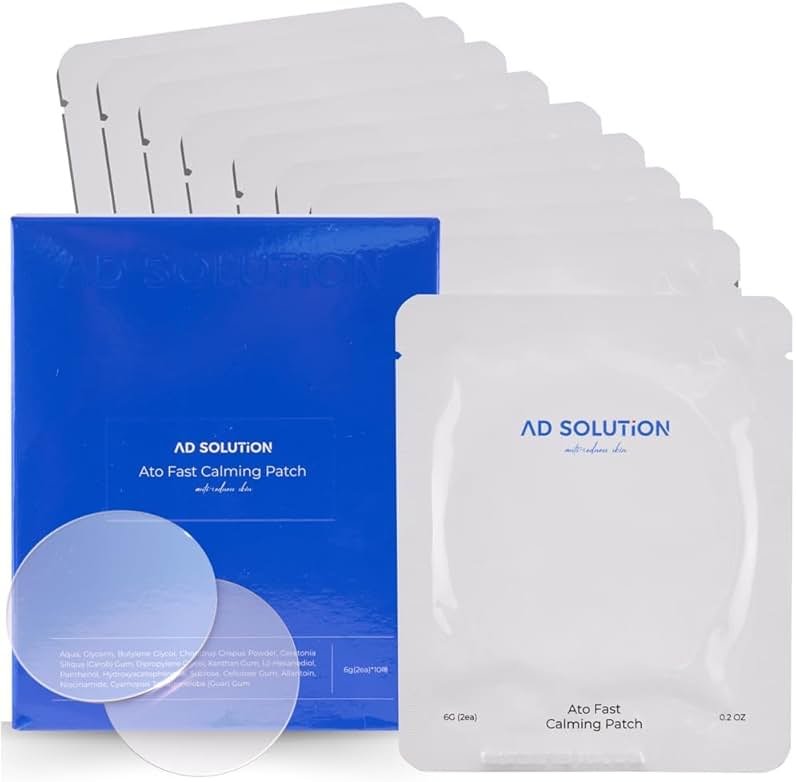 AD SOLUTION Ato Fast Calming Patch for Skin Redness, Itching & Flare-Ups – Soothing Hydrogel for Sensitive Skin with Cica & Panthenol – 10 Pairs - Product Image