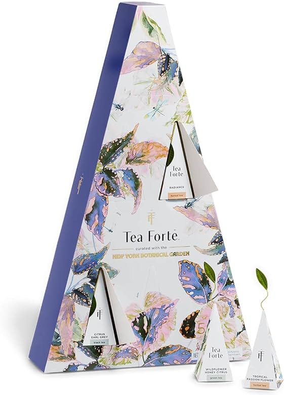 Tea Forte Advent Calendar Premium Pyramid Tea Gift Set Sampler, 12 Count, Individually Wrapped Handcrafted Infusers, Demoiselle - Product Image