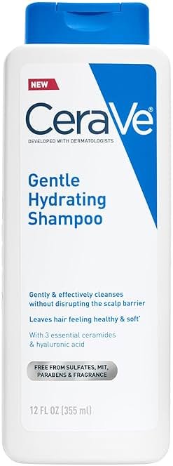 CeraVe Gentle Hydrating Shampoo, With Ceramides, Niacinamide & Hyaluronic Acid For Soft, Healthy Looking Hair & Scalp, Sulfate Free & Color Safe Shampoo, For All Hair Types, 12 Oz - Product Image