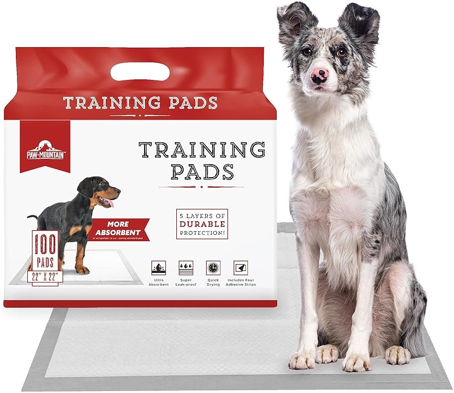 Ultra Absorbent Pet & Puppy Pads, 30, 50, 100 Count 22" x 22" Pee Pads for Dogs, Disposable Leak Proof Dog Training Pads, Quick Drying Underpads Puppy Essentials - PAW MOUNTAIN - Product Image