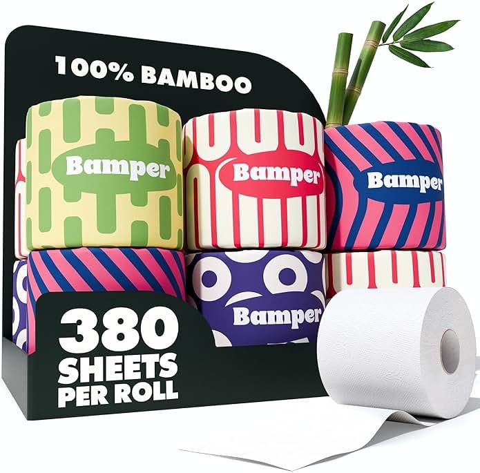 Bamboo Toilet Paper, 3-Ply & 380 Sheets, Soft & Strong Organic Bath Tissue, Chemical-Free & Hypoallergenic, Septic Safe, PFAS-Free, Tree-Free Bathroom Tissue (12 Extra-Large Rolls) - Product Image