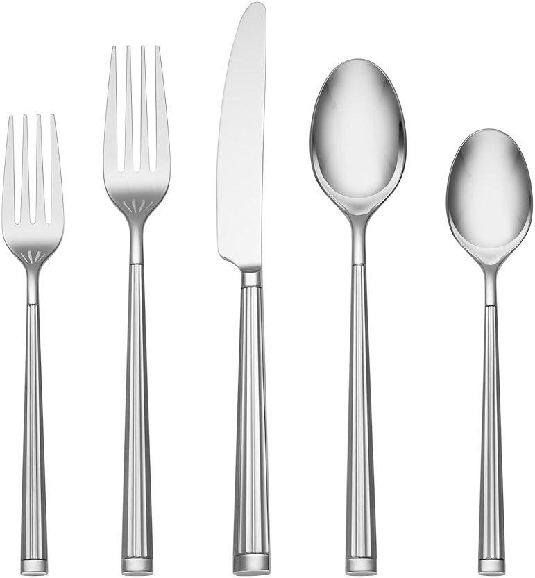 Oneida Silverware Set, Robyn 20-Piece Flatware Set, Service For 4, 18/0 Stainless Steel, Dishwasher Safe, Kitchen Cutlery Sets, Kitchen Utensils Sets, Knives Spoons And Forks, Home (Silver, 20 Pieces) - Product Image
