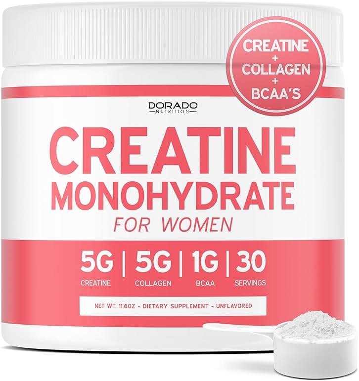Creatine for Women | Creatine Monohydrate Powder 5G + 5000mg Collagen + 1000mg BCAA 2:1:1 Powder (30 Serving) Support Glutes, Lean Muscles, Recovery, Energy & Stamina Non-GMO, Gluten Free - USA Made - Product Image