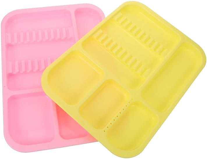 CIYODO 2pcs Portable Plastic Instrument Tray Divided Tool Plates for Organized Storage Vibrant Colors for Oral Care and Versatile Use - Product Image