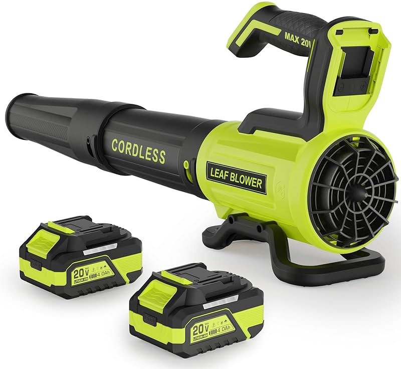 Leaf Blower Cordless with 2× 4.0Ah Batteries and Charger, 560CFM & 180MPH Lightweight Leaf Blower, 2 Speed Electronic Control, 20V Electric Blower for Driveway, Lawn & Yard Care - Product Image