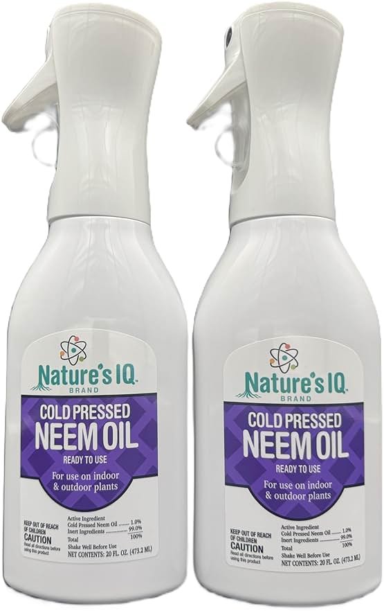 Nature's IQ Cold Pressed Neem Oil w/Spray Mist Technology. Indoor and Outdoor Plant Protection. Twin Pack - Product Image
