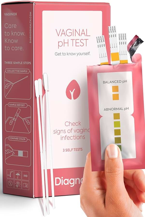 Vaginal pH Test Kit for Women, At-Home Feminine pH Screening Strips with Sterile Swabs, 30-Second Results, Individually Wrapped, 3 Tests - Product Image