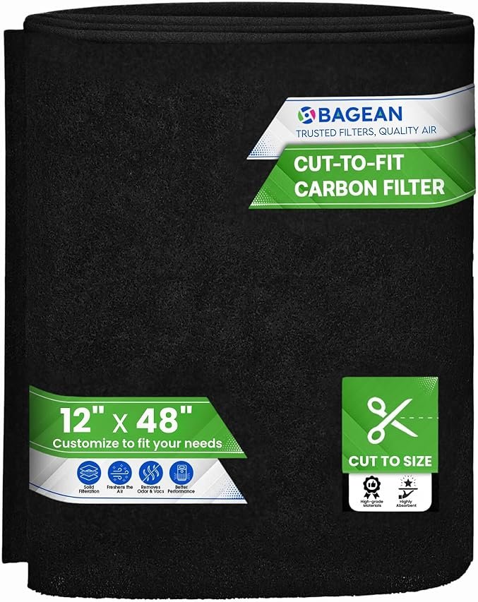 Cut to Fit Activated Carbon Filter Sheet 12” x 48” - Activated Carbon Air Filter for Air Purifiers Window AC Air Vent And More - Charcoal Filters Absorb Odors & Freshens the Air (1-Pack) - Product Image