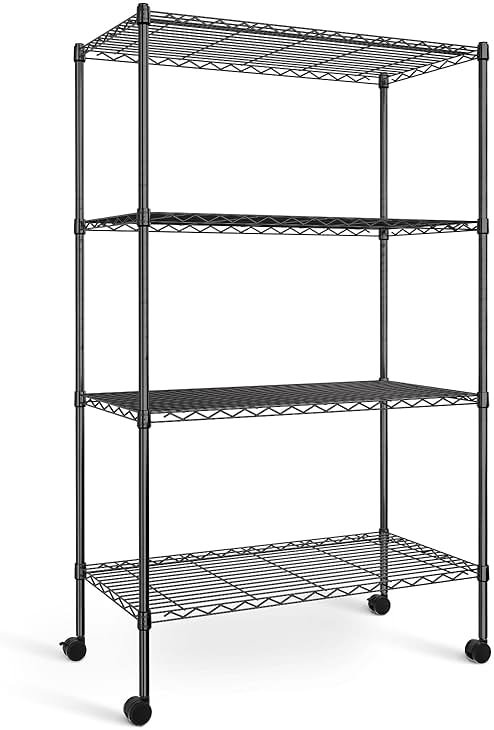 Simple Deluxe Heavy Duty 4-Shelf Storage Shelving Unit, 36" D x 14" W x 55.91" H Steel Organizer Wire Rack 1000Lb Capacity, Black - Product Image