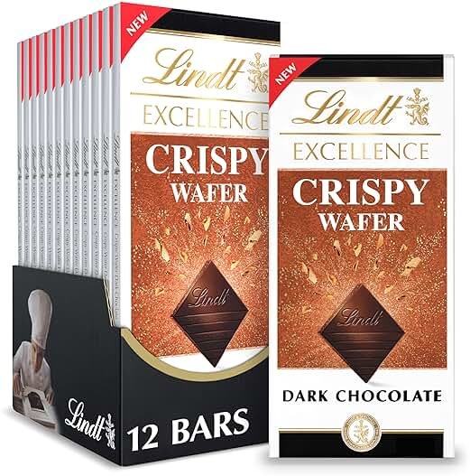 Lindt EXCELLENCE Crispy Wafer Dark Chocolate Candy Bar, Dark Chocolate with Crispy Wafer Pieces, 3.5 oz. Bar (12 Pack) - Product Image