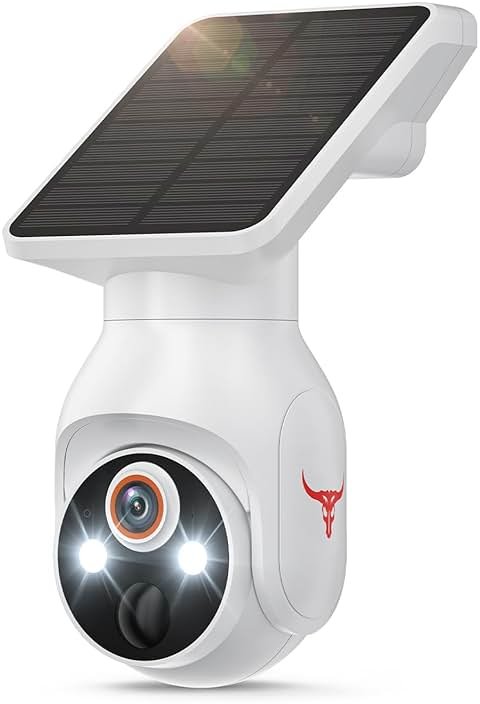 FameVibe 1080p Security Camera Wireless with Solar Panel, AI Human Detection, 2-Way Audio, Color Night Vision, Cloud Storage (Sold Separately), Indoor/Outdoor Surveillance Bullet Cam (WiFi) - Product Image