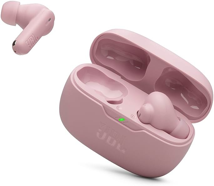 JBL Vibe Beam 2 - True Wireless Noise Cancelling Earbuds with JBL Pure Bass Sound & Smart Ambient Technology, 4mics for Crisp, Clear Calls, up to 40Hrs of Playback, IP54 Dust & Water Resistant (Pink) - Product Image