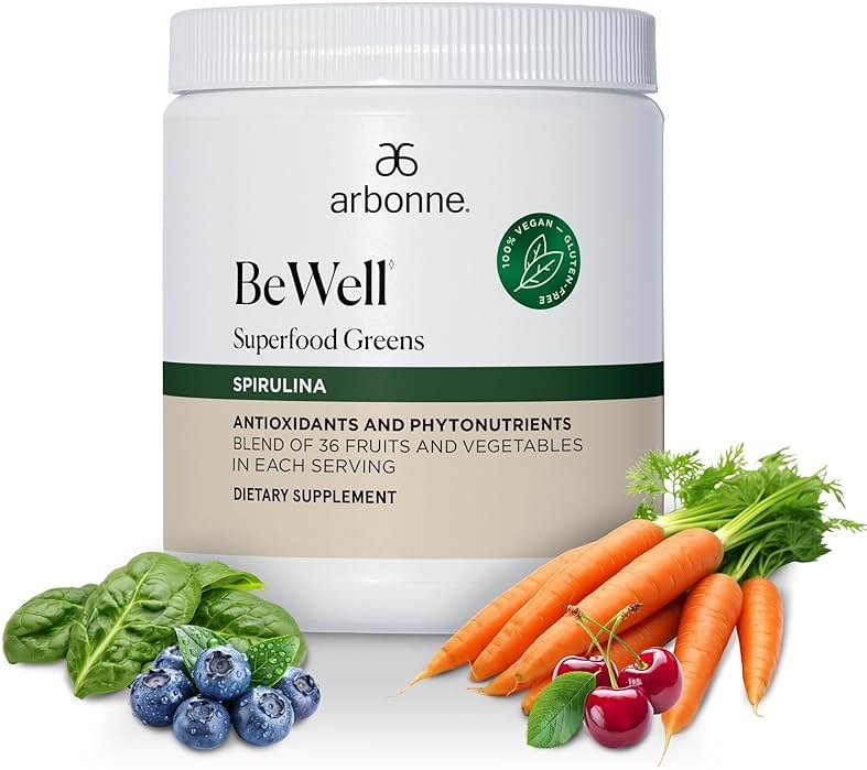 Arbonne BeWell Superfood Greens Powder - Health Supplement Powder Made from a Variety of Fruits and Vegetables, Organic Green Juice Supplement, 7.8 oz - Product Image