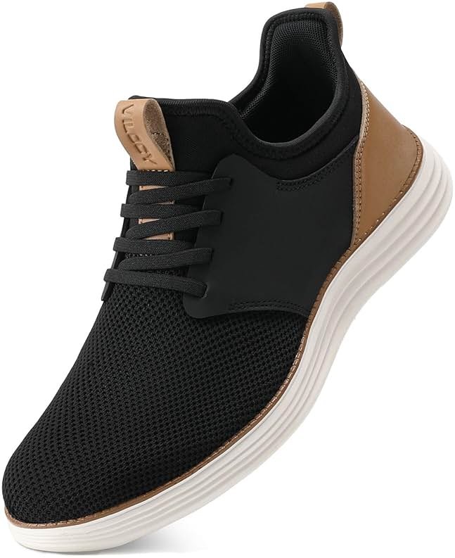 VILOCY Mens Slip On Casual Dress Shoes Hands Free Fashion Sneakers Mesh Tennis Walking Work Shoes Comfortable Breathable Lightweight Non Slip - Product Image