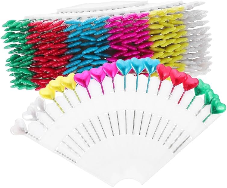 ULDIGI 216pcs Heart Shaped Pearl Head Pins Quilting Sewing Pins with Heart Heads Corsage Making DIY Jewelry Craft Positioning Needles - Product Image