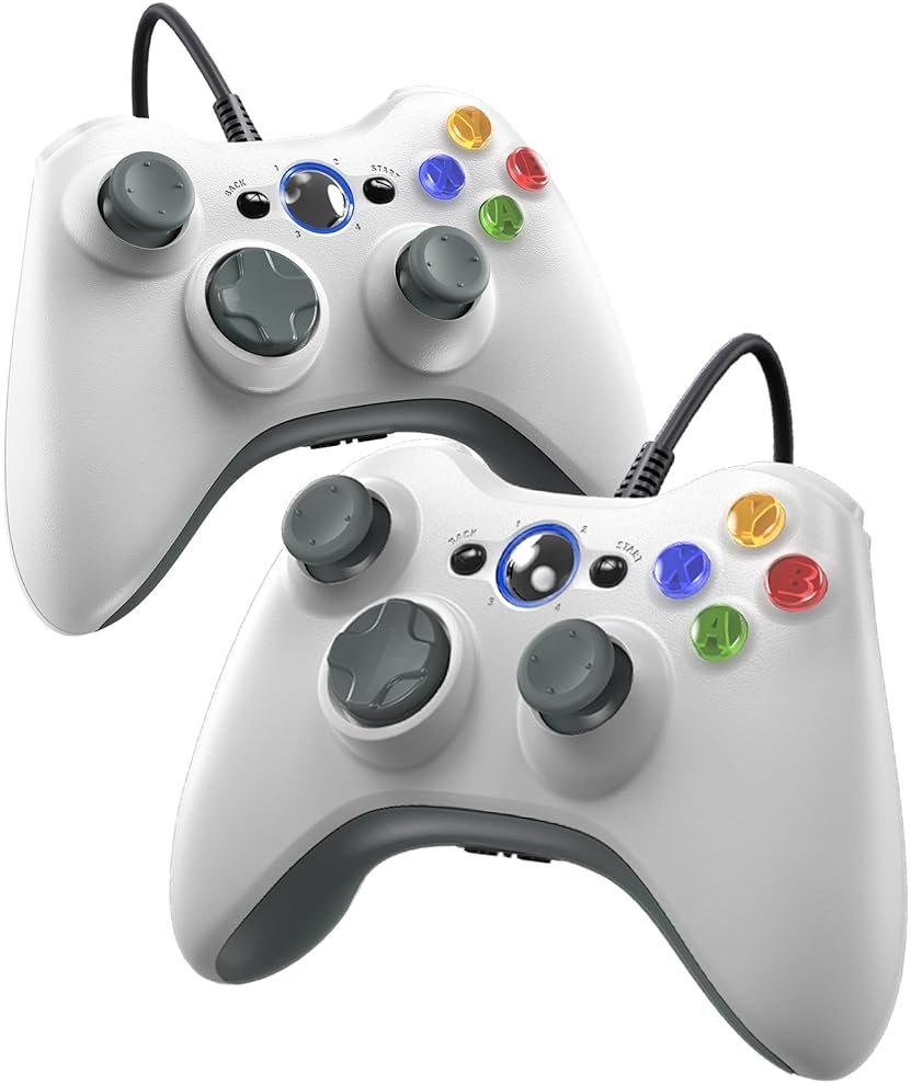 Gamrombo Wired Controller for Xbox 360-2 Pack, Compatible with xbox 360/360 S/360 E, with Dual-Vibration, 2.5mm headphone Jack - Product Image