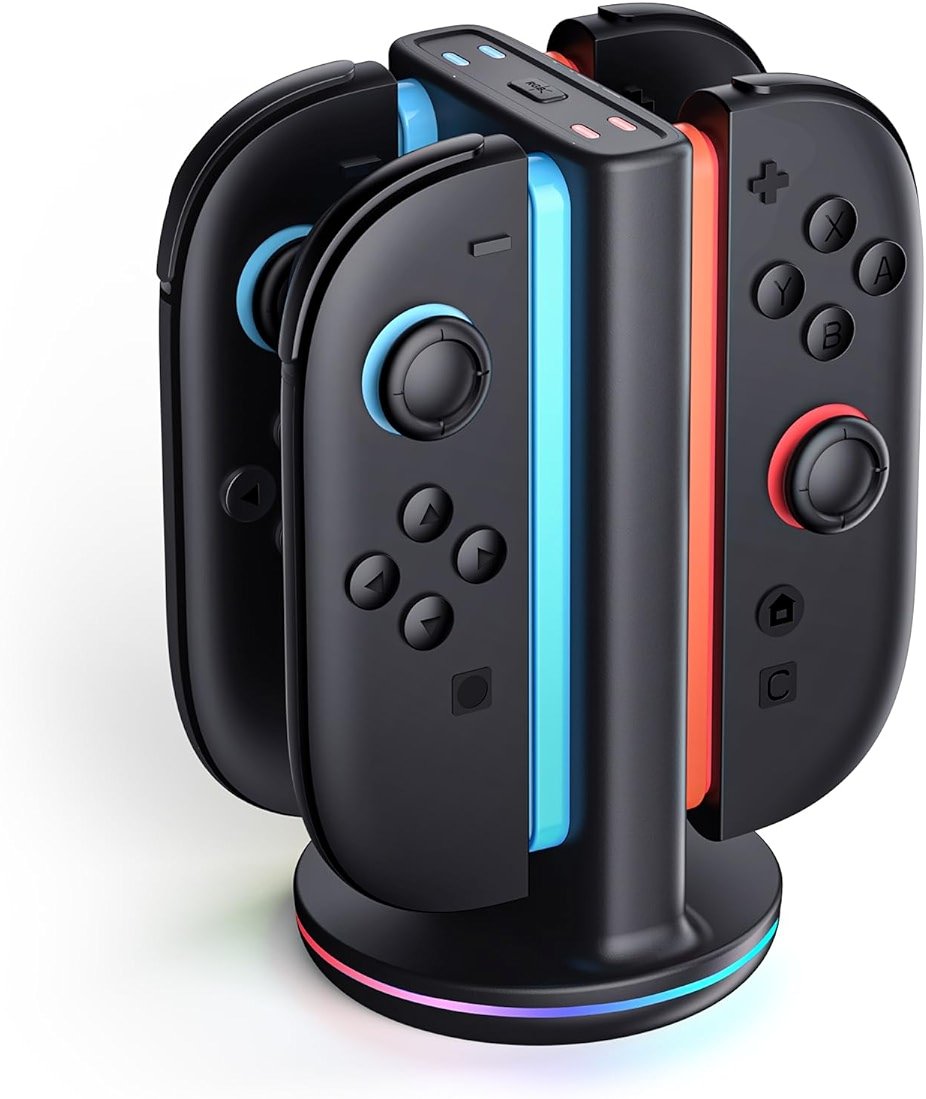 SUPCASE Charging Dock for Nintendo Switch 2 Joy Con, Black | Supports Dual-Side Charging, 9 Light Modes, Magnetic Controller, Fast Charger Stand Station - Product Image