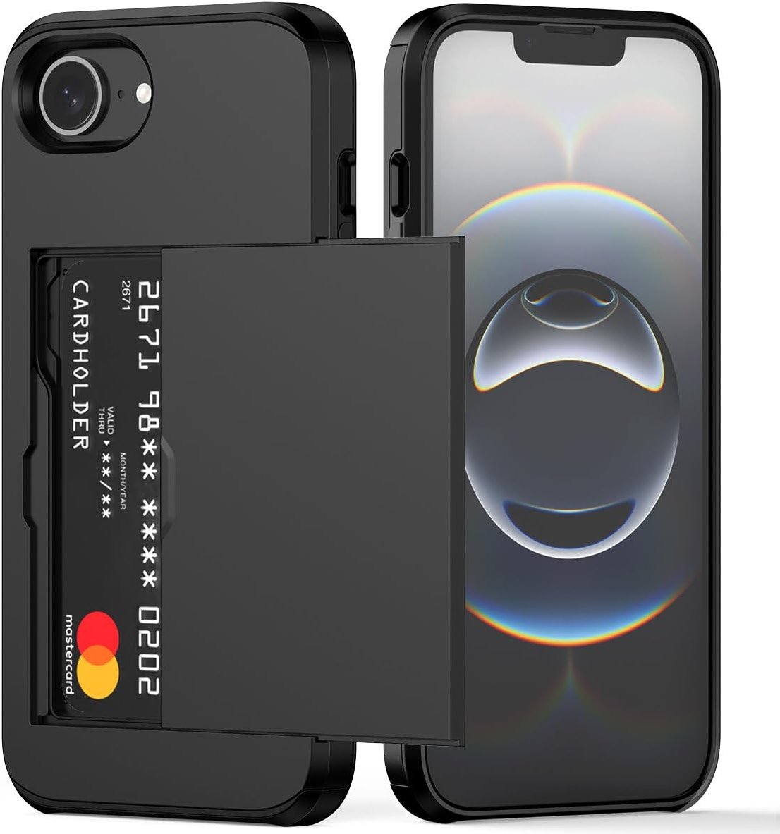 Nvollnoe for iPhone 17e Case, iPhone 16e Case with Card Holder Dual Layer Heavy Duty Protective Hidden Card Slot Slim Wallet Cover for iPhone 16e/17e 6.1''(Black) | with Card Holder - Product Image