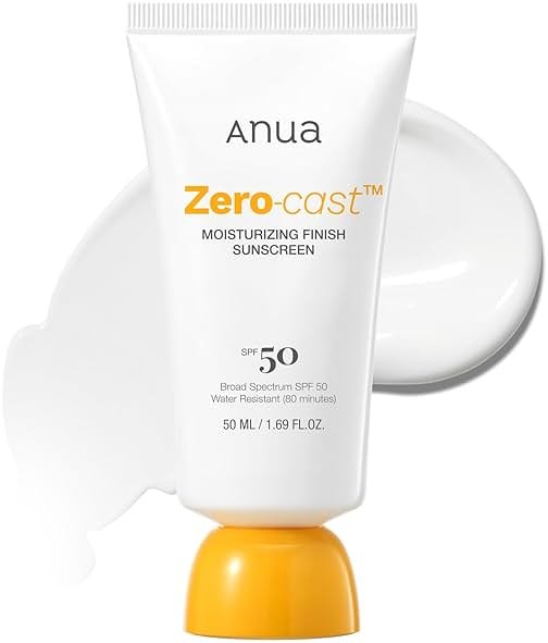 Anua, Zero-Cast Moisturizing Sunscreen SPF 50, Glow Natural Sunscreen for face, No White Cast, Hyaluronic Acid, Niacinamide, Oil-Free, Korean Skincare, 1.69 fl oz - Product Image